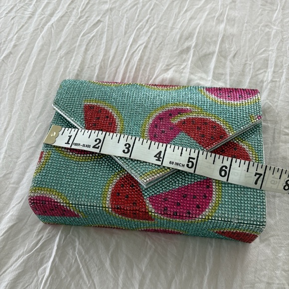 NINA WATERMELON PRINT CRYSTAL CLUTCH WITH DETACHABLE STRAP - Picture 8 of 9